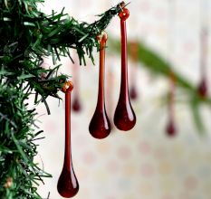 Amber Glass Chandelier Drop Ornaments - Christmas Tree Ornaments - Set of 20